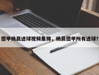 德甲杨晨进球视频集锦，杨晨德甲所有进球？